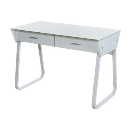 Comfort Products 50-JN1301 Ultramodern Glass Computer Desk With Drawers - White - 43.25 X 22.75 X 30.25 In.